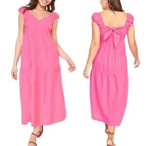 Old Navy Womens Tiered Seersucker All Day Maxi Dress Plus Size 3X Hot Pink